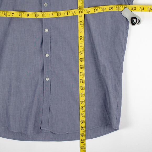 Elie Tahari Men's Long Sleeve Button Up Oxford Cuffs Blue Gray Cotton Size 16.5 - Picture 12 of 12